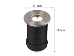 LED Bodeneinbauspot rund 2er Set Edelstahl Ø11cm IP65 Bodenstrahler für Einfahrt