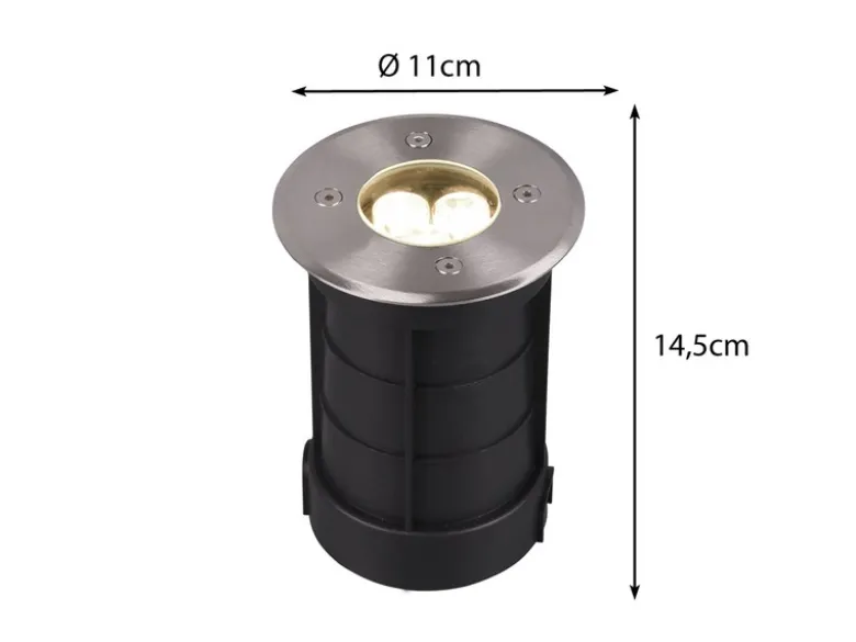 LED Bodeneinbauspot rund 2er Set Edelstahl Ø11cm IP65 Bodenstrahler für Einfahrt