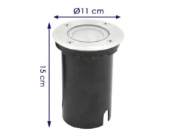LED Bodeneinbaustrahler mit 4 Farbscheiben, Ø 11 cm, Edelstahl, IP67