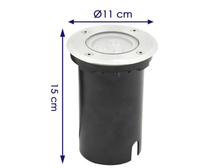 LED Bodeneinbaustrahler mit 4 Farbscheiben, Ø 11 cm, Edelstahl, IP67