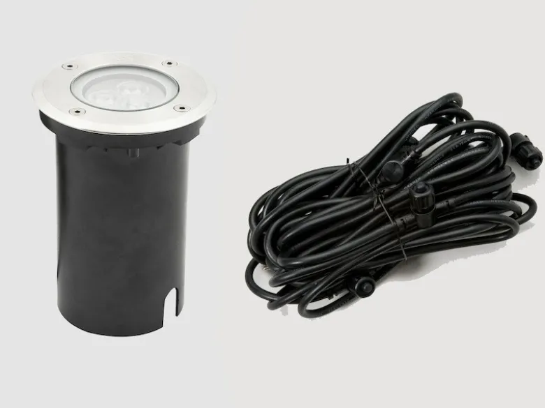LED Bodeneinbaustrahler mit 4 Farbscheiben, Ø 11 cm, Edelstahl, IP67