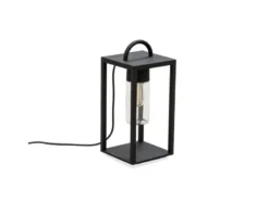 LED Bodenlaterne Schwarz aus Stahl mit Klarglas, Höhe 45,5cm