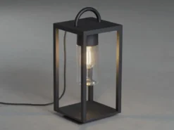 LED Bodenlaterne Schwarz aus Stahl mit Klarglas, Höhe 45,5cm