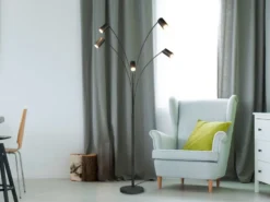 LED Bogenlampe Schwarz 5flammig dimmbar, 200cm groß