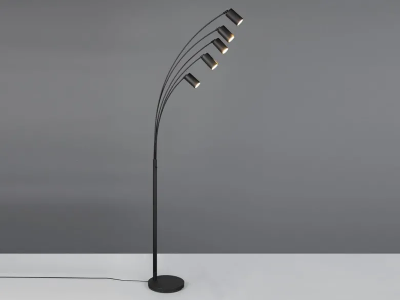 LED Bogenlampe Schwarz 5flammig dimmbar, 200cm groß