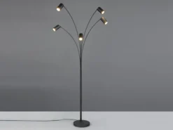 LED Bogenlampe Schwarz 5flammig dimmbar, 200cm groß