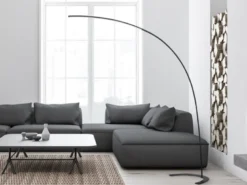 LED Bogenlampe SHANGHAI modern, 200cm Ausladung, stufenlos dimmbar in Schwarz