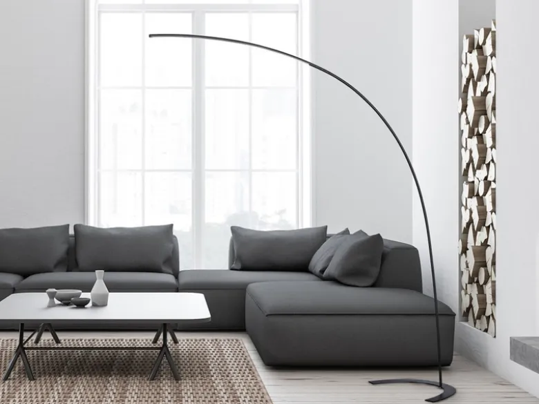 LED Bogenlampe SHANGHAI modern, 200cm Ausladung, stufenlos dimmbar in Schwarz
