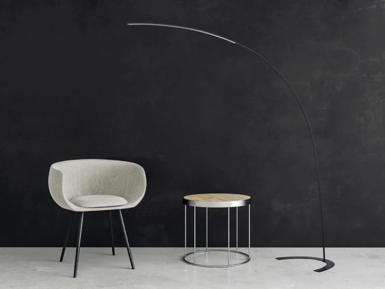 LED Bogenlampe SHANGHAI modern, 200cm Ausladung, stufenlos dimmbar in Schwarz