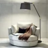 LED Bogenleuchte Metall Schwarz Gold mit Stoffschirm Schwarz, Höhe 175cm