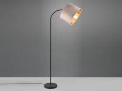 LED Bogenleuchte mit Samt Lampenschirm Beige Gold, Höhe 156cm