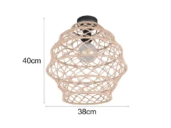 LED Boho Deckenleuchte mit Lampenschirm geflochten aus Hanfseil, Ø 38cm