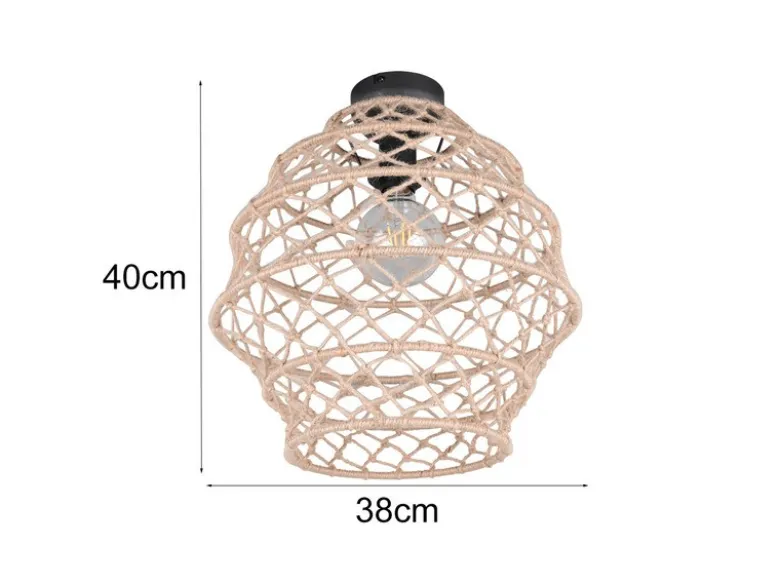 LED Boho Deckenleuchte mit Lampenschirm geflochten aus Hanfseil, Ø 38cm