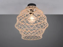 LED Boho Deckenleuchte mit Lampenschirm geflochten aus Hanfseil, Ø 38cm
