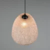 LED Boho Pendelleuchte mit Lampenschirm aus grob gewebtem Stoff, Ø 32cm