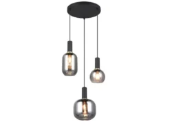 LED Cluster Pendelleuchte 3-flammig mit Glasschirmen Chrom bedampft, Ø 38cm