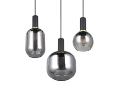 LED Cluster Pendelleuchte 3-flammig mit Glasschirmen Chrom bedampft, Ø 38cm