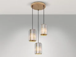 LED Cluster Pendelleuchte 3-flammig mit Rauchglas Kristall Ø 35cm
