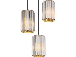 LED Cluster Pendelleuchte 3-flammig mit Rauchglas Kristall Ø 35cm