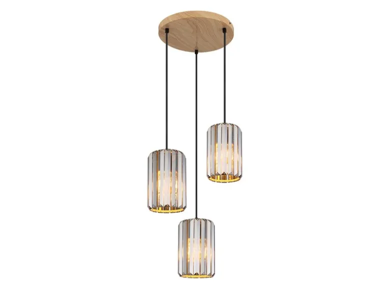 LED Cluster Pendelleuchte 3-flammig mit Rauchglas Kristall Ø 35cm