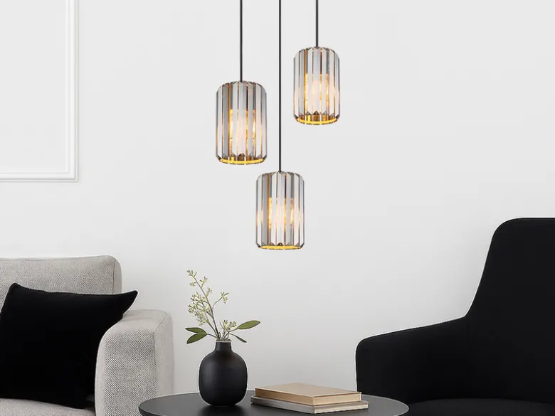 LED Cluster Pendelleuchte 3-flammig mit Rauchglas Kristall Ø 35cm
