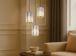 LED Cluster Pendelleuchte 3-flammig mit Rauchglas Kristall Ø 35cm