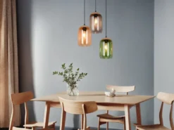 LED Cluster Pendelleuchte Lampenschirme bunt aus recyceltem Glas, Ø 30cm
