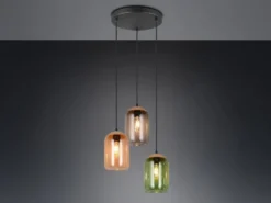 LED Cluster Pendelleuchte Lampenschirme bunt aus recyceltem Glas, Ø 30cm