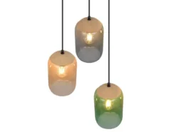LED Cluster Pendelleuchte Lampenschirme bunt aus recyceltem Glas, Ø 30cm