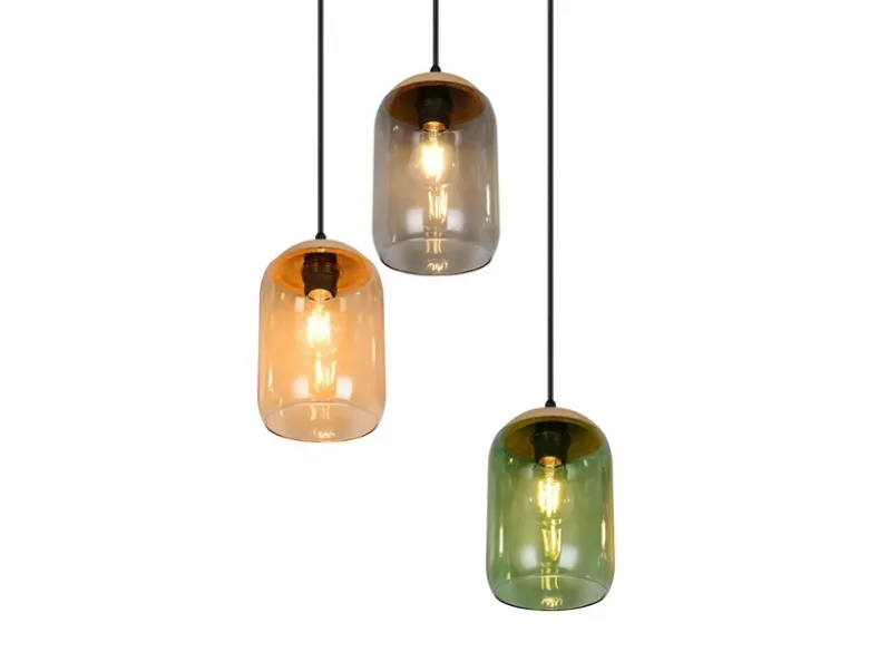 LED Cluster Pendelleuchte Lampenschirme bunt aus recyceltem Glas, Ø 30cm