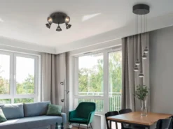 LED Cluster Pendelleuchte ROMEO höhenverstellbar, 5-flammig Schwarz Ø 28cm