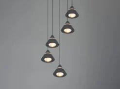 LED Cluster Pendelleuchte ROMEO höhenverstellbar, 5-flammig Schwarz Ø 28cm