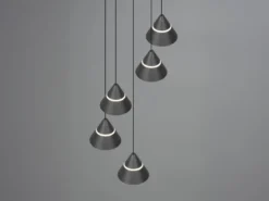 LED Cluster Pendelleuchte ROMEO höhenverstellbar, 5-flammig Schwarz Ø 28cm