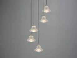 LED Cluster Pendelleuchte ROMEO höhenverstellbar, 5-flammig Silber Ø 28cm