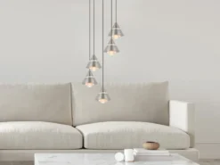 LED Cluster Pendelleuchte ROMEO höhenverstellbar, 5-flammig Silber Ø 28cm