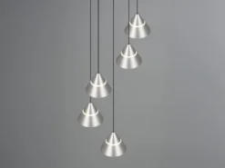 LED Cluster Pendelleuchte ROMEO höhenverstellbar, 5-flammig Silber Ø 28cm