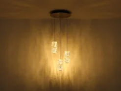 LED Cluster Pendelleuchte STEFANIE 3-flammig Gold mit Glaskristallen, Ø 36cm