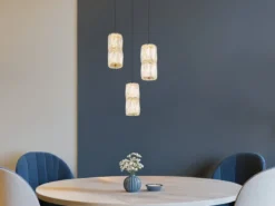 LED Cluster Pendelleuchte STEFANIE 3-flammig Gold mit Glaskristallen, Ø 36cm