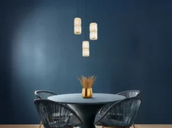 LED Cluster Pendelleuchte STEFANIE 3-flammig Gold mit Glaskristallen, Ø 36cm