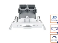LED Deckeneinbaustrahler PAMIR eckig 3er Set schwenkbar dimmbar Weiß