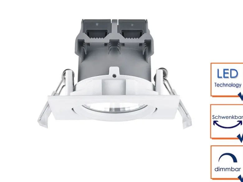 LED Deckeneinbaustrahler PAMIR eckig 3er Set schwenkbar dimmbar Weiß