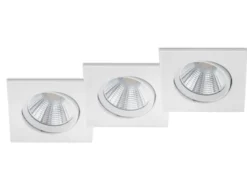 LED Deckeneinbaustrahler PAMIR eckig 3er Set schwenkbar dimmbar Weiß
