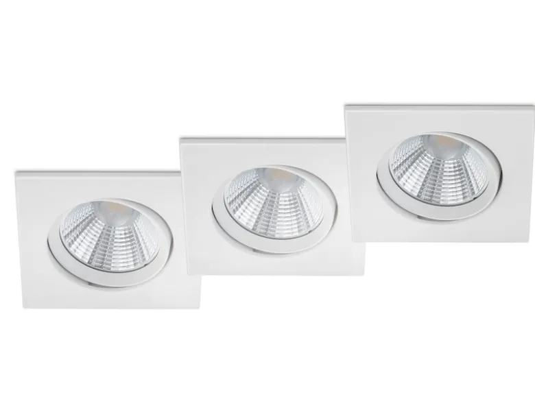 LED Deckeneinbaustrahler PAMIR eckig 3er Set schwenkbar dimmbar Weiß