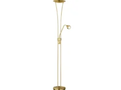 LED Deckenfluter ARIZONA mit Leselampe & Dimmer 180cm hoch, Messing