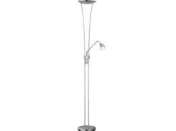 LED Deckenfluter ARIZONA mit Leselampe & Dimmer 180cm hoch, Silber matt