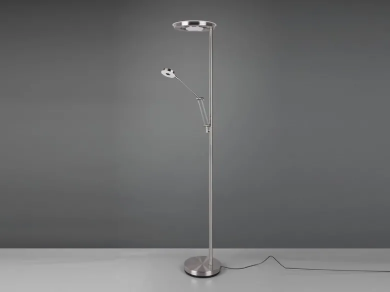 LED Deckenfluter BARRIE mit Leselampe verstellbar Silber 181cm