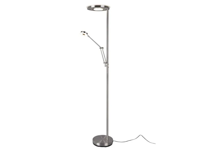 LED Deckenfluter BARRIE mit Leselampe verstellbar Silber 181cm