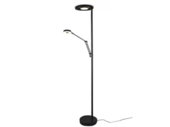 LED Deckenfluter BARRIE mit Leselampe verstellbar Schwarz, Höhe 181cm