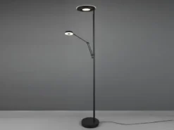 LED Deckenfluter BARRIE mit Leselampe verstellbar Schwarz, Höhe 181cm