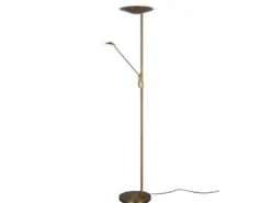 LED Deckenfluter BRANTFORD Altmessing schwenkbar mit Lesearm, Höhe 180cm